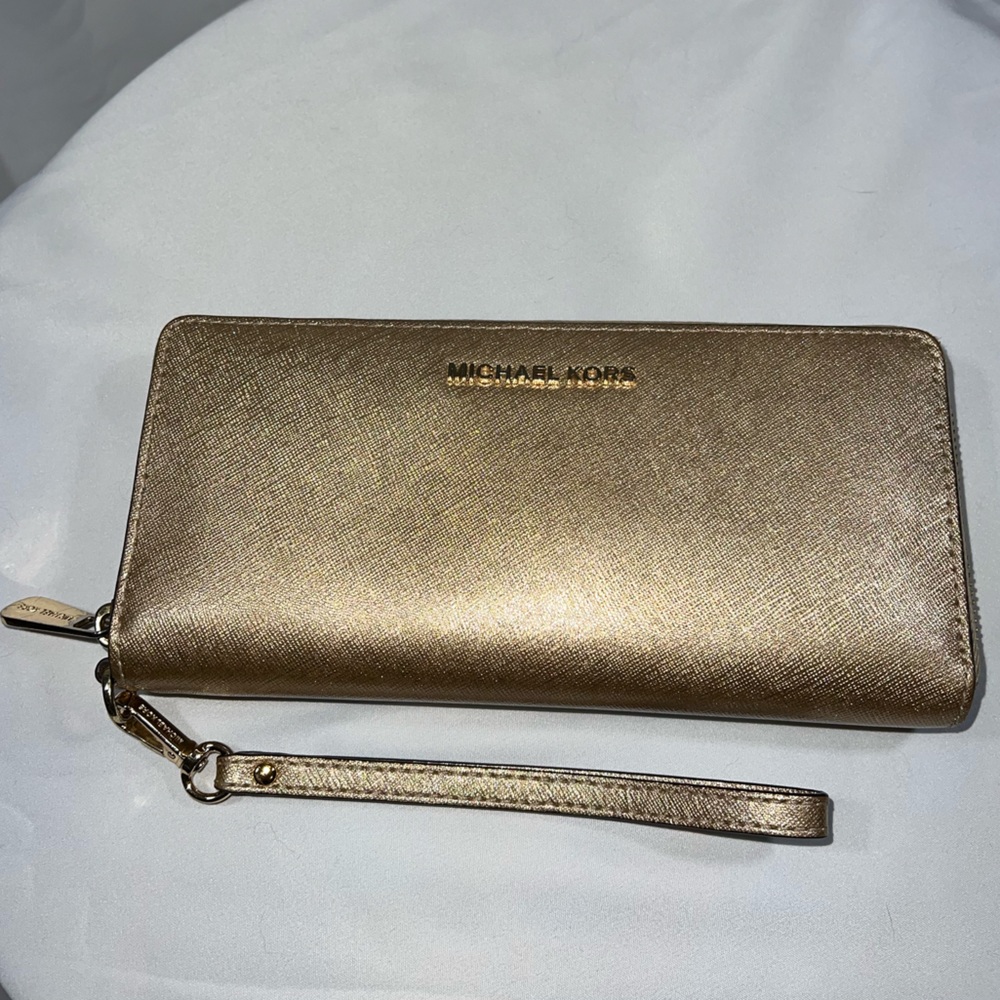 Gold Metallic  Michael Kors Wristlet Wallet